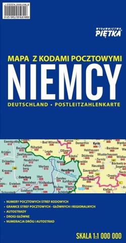 Niemcy 1:1 000 000 mapa z kodami pocztowymi