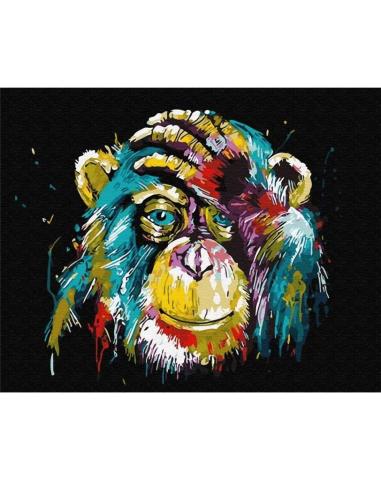 Malowanie po numerach - Kolorowy szympans 40x50cm