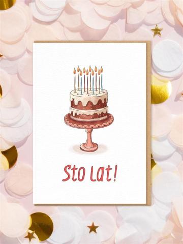 Karnet Urodziny - Tort sto lat