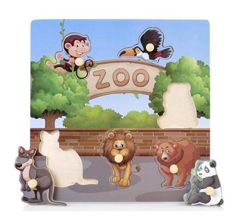 Układanka drewniana z uchwytami zoo