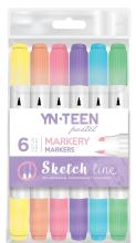Marker Sketch Line Pastel 6 kolorów YN TEEN