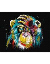 Malowanie po numerach - Kolorowy szympans 40x50cm