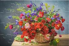 Puzzlowa kartka pocztowa Bouquet with Poppies
