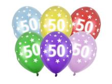 Balony 50th Birthday Metallic Mix 30cm 6szt