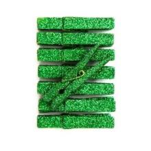 Klamerki brokatowe zielone 4,8cm 8szt