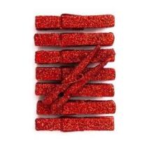 Klamerki brokatowe czerwone 4,8cm 8szt