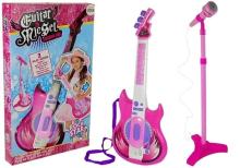 Gitara z mikrofonem różowa
